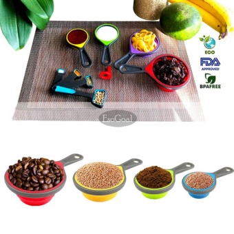 EsoGoal Cups And Measuring Spoons Set, Collapsible Measuring Cups, 8 Piece Silicone Kitchen Measuring Set Engraved In Metric/US Measurements For Dry And Liquid Ingredients - Intl June 2018 - 3 EsoGoal Cups and Measuring Spoons Set, Collapsible Measuring Cups, 8 piece Silicone Kitchen Measuring Set engraved in Metric/US Measurements for dry and liquid ingredients - intl - 3
