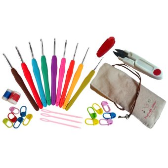OH Colorful Soft Handle Aluminum Crochet Hooks Knitting Set Household Tool
