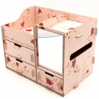 Multifunction Wooden Drawer Style Makeup Cosmetics Jewelry StorageBox Case Rack Organizer (Light Pink) With Foldable Woven ClothingStorage Box (Dotted Dark Blue) June 2018 - 3 Multifunction Wooden Drawer Style Makeup Cosmetics Jewelry StorageBox Case Rack Organizer (Light Pink) with Foldable Woven ClothingStorage Box (Dotted Dark Blue) - 3