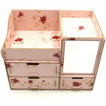 Multifunction Wooden Drawer Style Makeup Cosmetics Jewelry StorageBox Case Rack Organizer (Light Pink) With Foldable Woven ClothingStorage Box (Dotted Dark Blue) June 2018 - 2 Multifunction Wooden Drawer Style Makeup Cosmetics Jewelry StorageBox Case Rack Organizer (Light Pink) with Foldable Woven ClothingStorage Box (Dotted Dark Blue) - 2