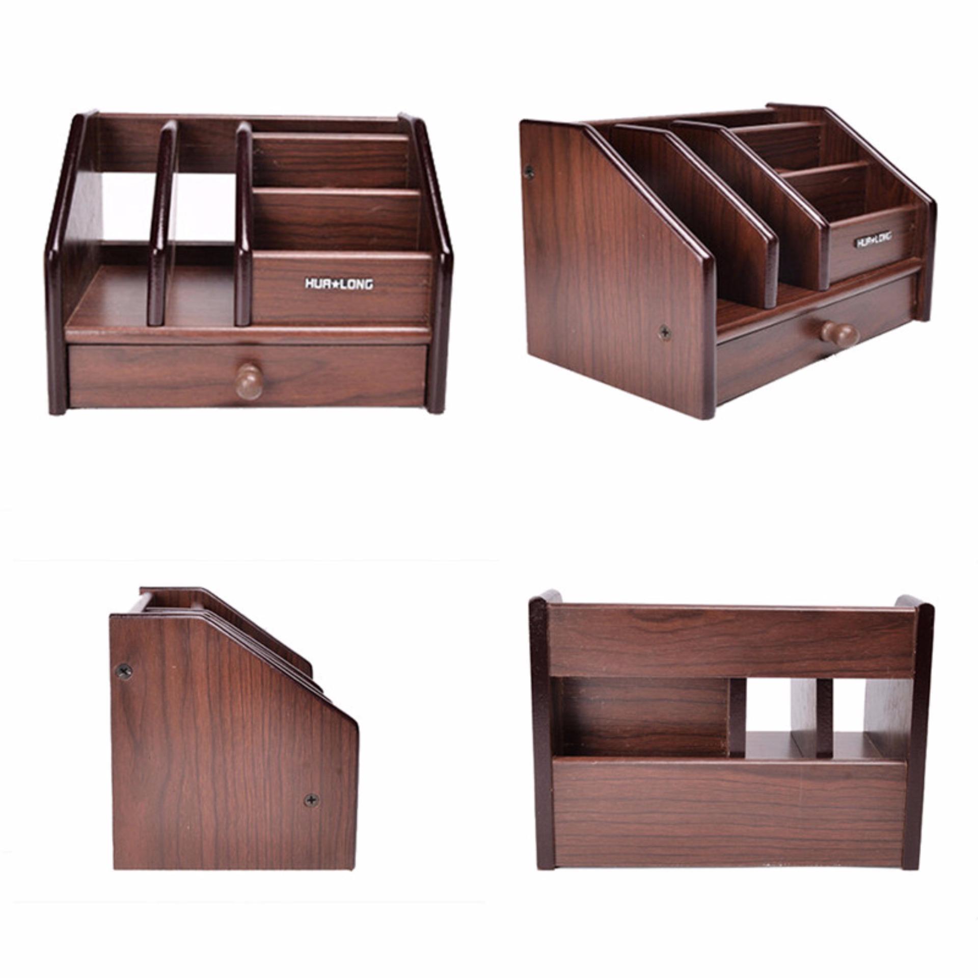 Philippines Multifunctional Wooden Desktop Storage Boxes Case Multifunctional Wooden Desktop Storage Boxes Case Office Deskstationery Organiser Holder Home Table Organizer Rack Intl