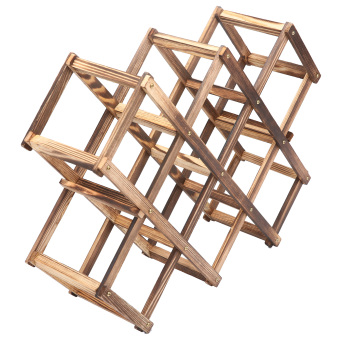 NiceEshop Creative Foldable 10 Bottle Wooden Wine Rack OrganizerDisplay Shelf (Carbonized Color) June 2018 - 4 niceEshop Creative Foldable 10 Bottle Wooden Wine Rack OrganizerDisplay Shelf (Carbonized Color) - 4