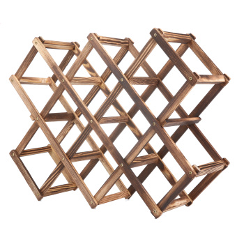 NiceEshop Creative Foldable 10 Bottle Wooden Wine Rack OrganizerDisplay Shelf (Carbonized Color) June 2018 - 2 niceEshop Creative Foldable 10 Bottle Wooden Wine Rack OrganizerDisplay Shelf (Carbonized Color) - 2