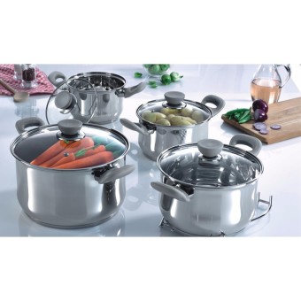 Palmer 8pc Stainless Steel Cookware Set With Glass Lid And BakeliteHandles June 2018 - 2 Palmer 8pc Stainless Steel Cookware Set with Glass Lid and BakeliteHandles - 2