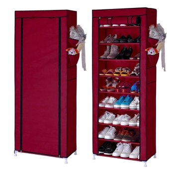 Quality 10 Layer 9 Grid Shoe Rack Storage Shelf Organizer Cabinet Cover ...