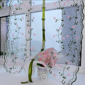 Rural Style Embroidered Floral Shade Sheer Door Cafe Kitchen Window Curtain June 2018 - 4 Rural Style Embroidered Floral Shade Sheer Door Cafe Kitchen Window Curtain - 4
