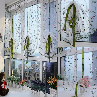 Rural Style Embroidered Floral Shade Sheer Door Cafe Kitchen Window Curtain June 2018 - 5 Rural Style Embroidered Floral Shade Sheer Door Cafe Kitchen Window Curtain - 5