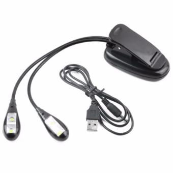 SET OF 2 Black Computer LED Light Clip On 2 Dual Arms Book ReadingLights 4 LEDs Flexible Book Music Stand Light Lamp For Pianos/EbookReading - Intl June 2018 - 2 SET OF 2 Black Computer LED light Clip on 2 Dual Arms Book ReadingLights 4 LEDs Flexible Book Music Stand Light Lamp for Pianos/EbookReading - intl - 2