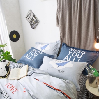 Solid Color Navy Panda Printing Style 100 % Cotton Bedding Set 4pcsKing Size Bedsheet Pillowcase Duvet Cover Bed Set - Intl June 2018 - 4 Solid color navy Panda printing style 100 % Cotton Bedding set 4pcsKing size bedsheet pillowcase duvet cover bed set - intl - 4