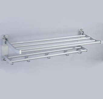 Space Aluminum Wall-Mounted Foldabel 2-Tier 3-Tier Towel Rack With Hooks - Intl June 2018 - 2 Space Aluminum Wall-Mounted Foldabel 2-Tier 3-Tier Towel Rack with Hooks - intl - 2