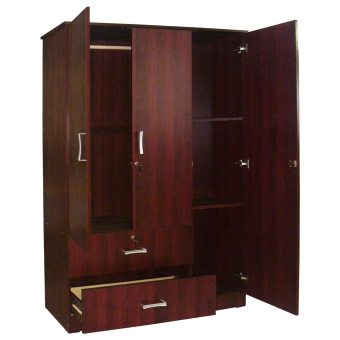 Tailee Furniture WD-320 Multi-functional Wardrobe / Cabinet With 3 Doors And 2 Drawers W/ Lock(Mahogay) June 2018 - 2 Tailee Furniture WD-320 Multi-functional Wardrobe / Cabinet with 3 Doors and 2 Drawers w/ lock(Mahogay) - 2