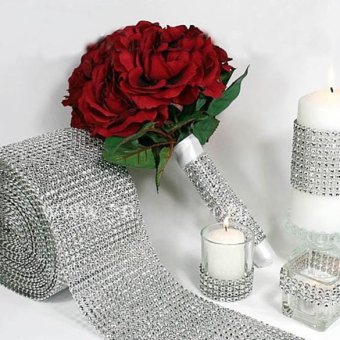 Wedding Diamond Mesh Wrap Roll Sparkle Rhinestone Looking RibbonSilver June 2018 - 2 Wedding Diamond Mesh Wrap Roll Sparkle Rhinestone Looking RibbonSilver - 2