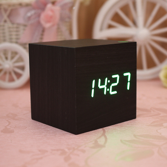 Wood Cube LED Alarm Voice Control Digital Desk Clock Wooden Thermometer - Intl June 2018 - 5 Wood Cube LED Alarm Voice Control Digital Desk Clock Wooden Thermometer - intl - 5