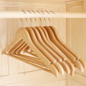 Wooden Clothes Hangers With Non-slip Grooved Bar 10-Pack July 2018 - 2 Wooden Clothes Hangers with Non-slip Grooved Bar 10-Pack - 2
