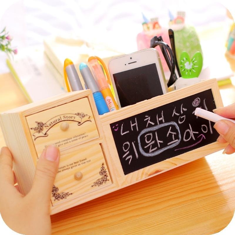 Philippines Wooden Pen Holder With Blackboard Cute Desktop Pencil Wooden Pen Holder With Blackboard Cute Desktop Pencil Kawaiidesk Tidy Organizer Pot Creative Office