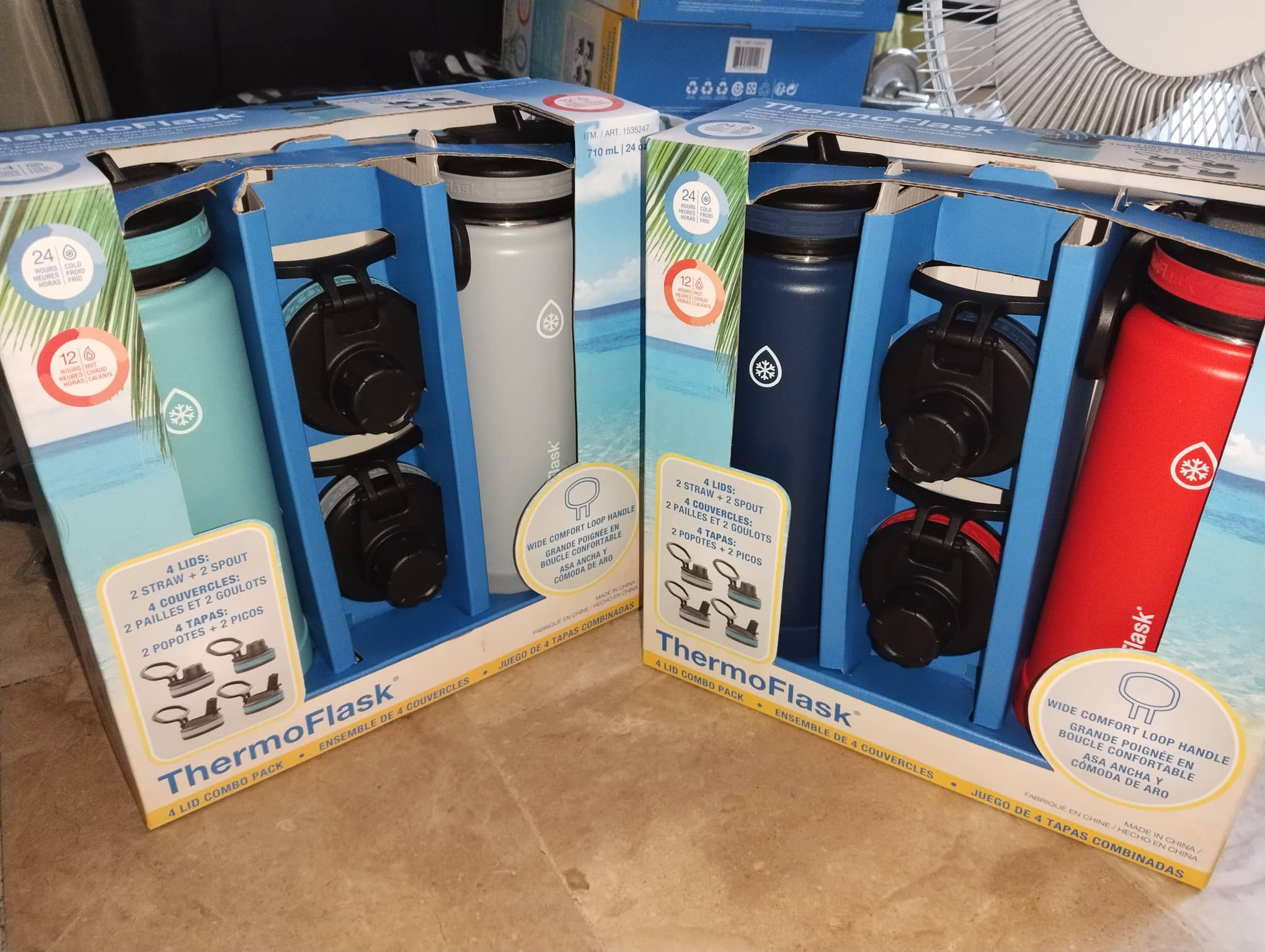 Thermoflask Landers 40oz Water Bottle Two Pack W/ Four Lid Combo