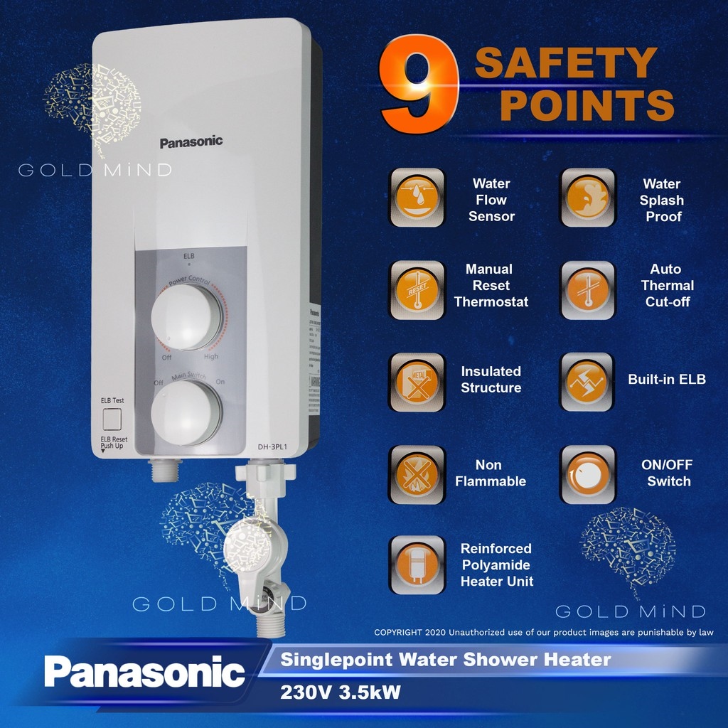 Panasonic Water Shower Heater Single Point Compact Size Dh 3pl1 Yellow  Elephant Everyday Low Price | Lazada PH