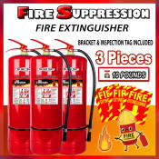 BUNDLE 10 POUNDS DRY CHEM ABC123 FIRE EXTINGUISHER 3 PIECES