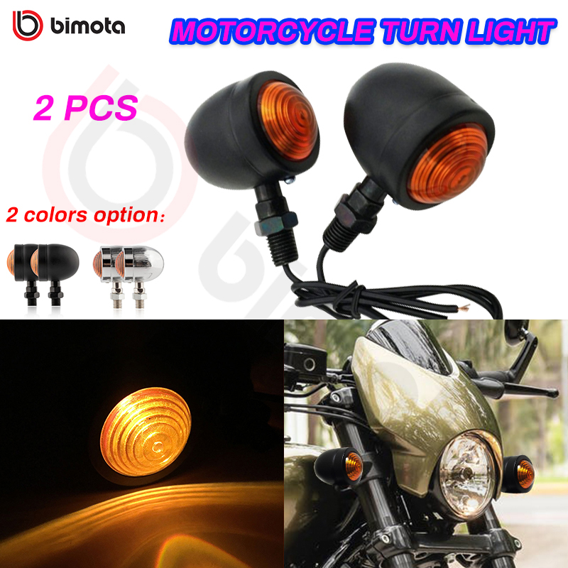 Bimota 2x Black Motorcycle Turn Signals Light Bullet Blinker Indicator Lights Amber 12V 
