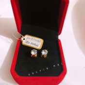 Australian Diamond 18k Saudi Gold Stud Earrings - 3mm