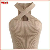 🦋 Veve Korean Style Women Simple Vest Plain Halter Neck Sleeveless Crop Top for women