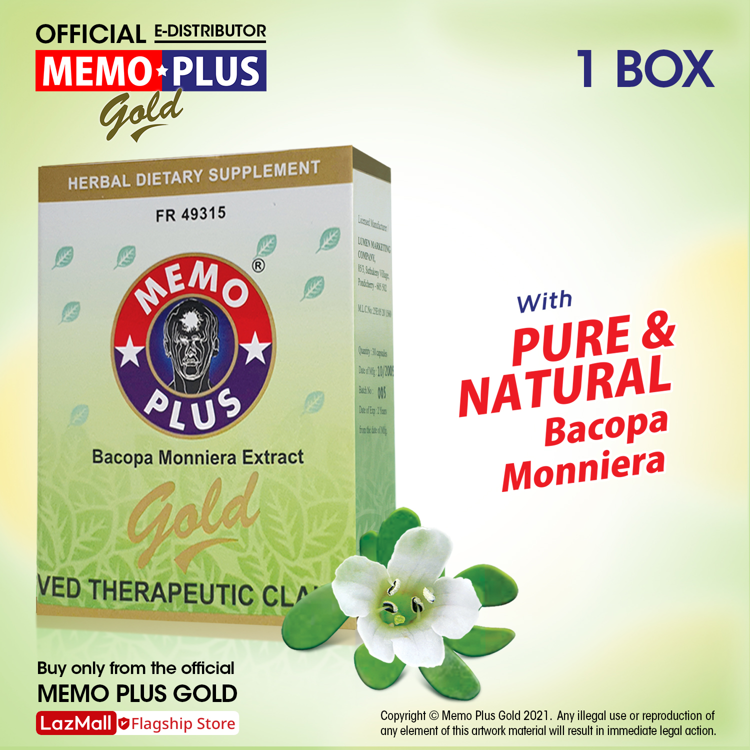 MEMO PLUS, Gold Dietary Supplement 1 Capsule