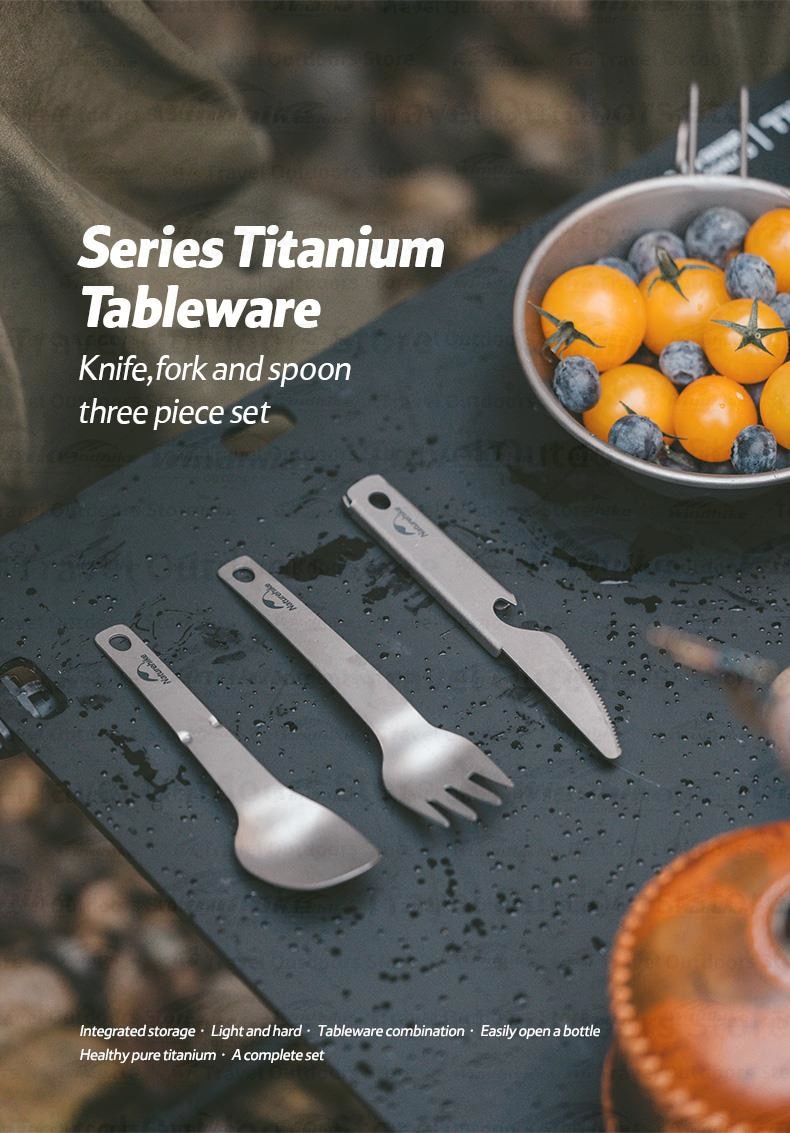 Pure Titanium Fork Spoon Set Portable Cutlery Set Outdoor Cutlery Set