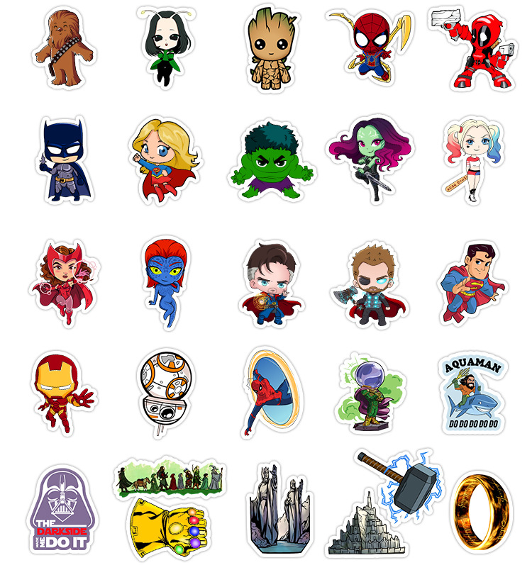Superhero Marvel sticker set of 15+