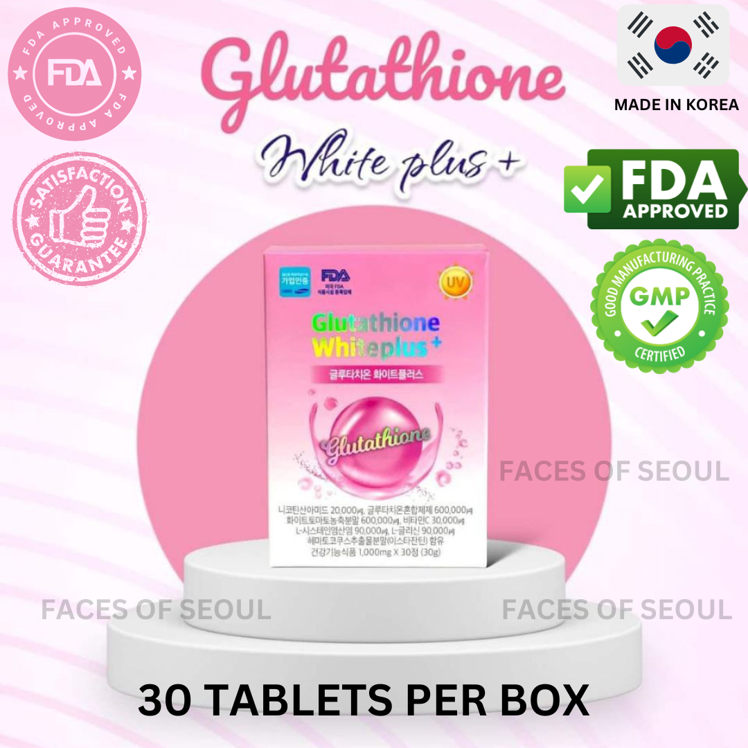 Best Seller Glutathione Whiteplus+ from Korea for Skin Whitening and  Brightening with Glutathione, Nicotinamide, White Tomato Concentrated  Powder and Vitamin C. [30 tablets per box]