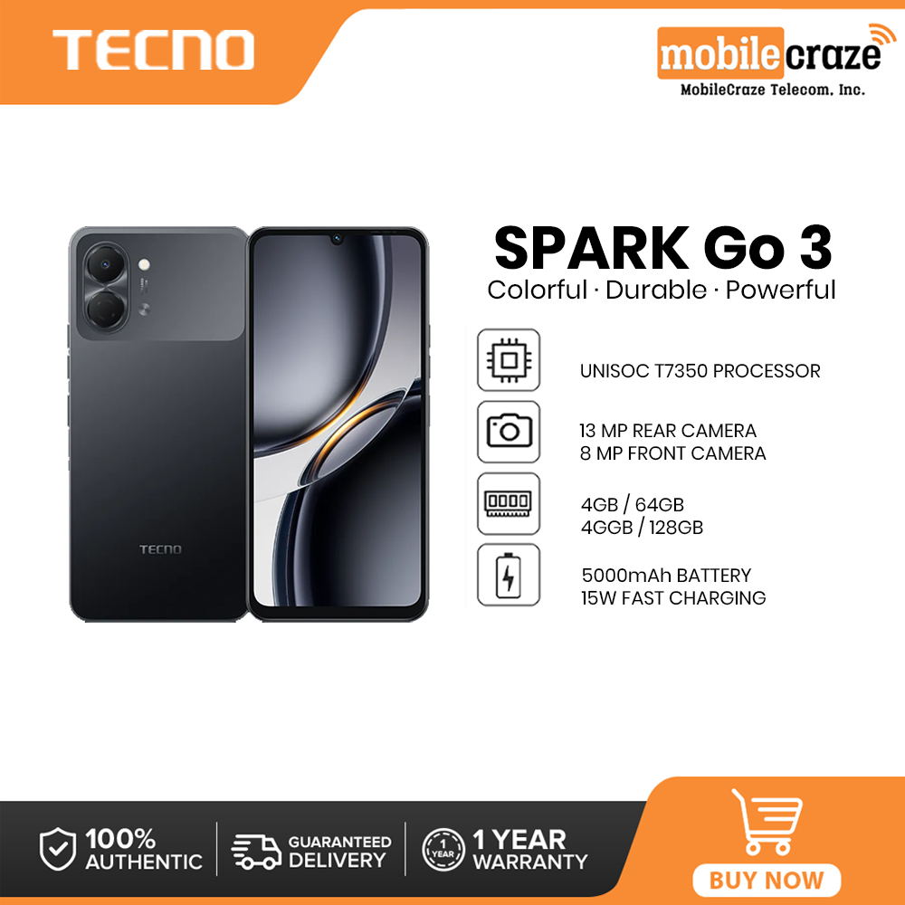 TECNO SPARK GO 3 - 4GB/128GB / Unisoc T7250 / 13MP+AI FlashSnap / 120Hz, 6.75'' HD+｜IP64 / 5000mAH