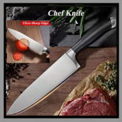 KEWEI 8" Stainless Steel Chef's Knife with Black Handle