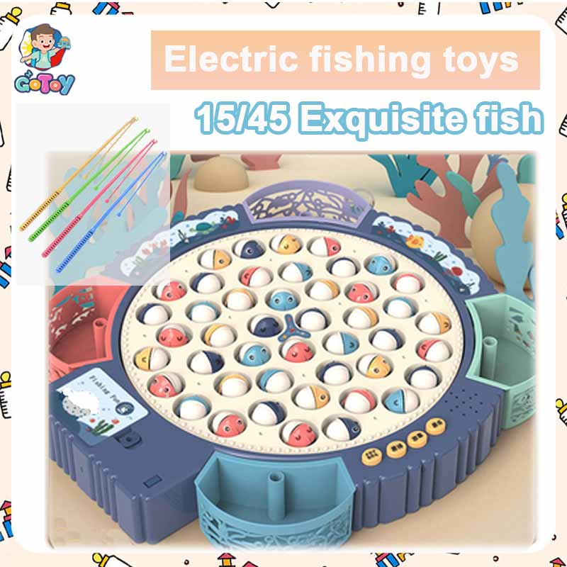 Baby Shark! Magnetic Fishing Game Floating Fish Toys Inflatable Pool Fishes  Rod Fun Outdoor