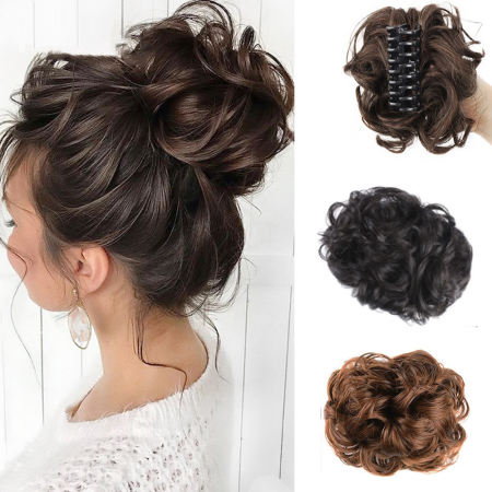 Messy Curly Hair Extension: Natural Bun Wig for Women (Brand: Korean)