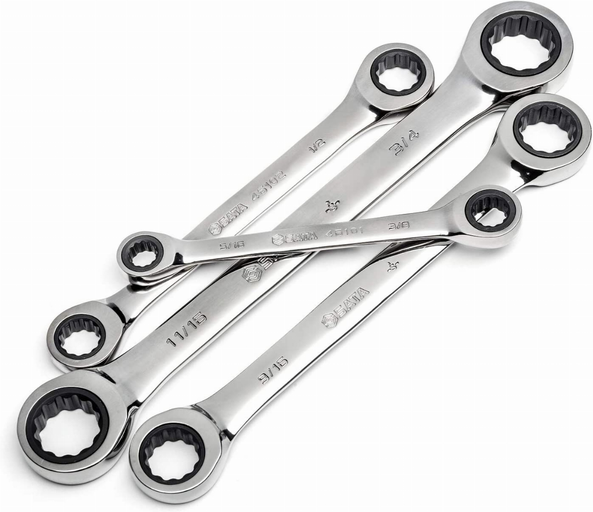 7/16 SATA 7-Piece SAE Full-Polished Chrome Ratcheting Wrench Set with Blow Molded Tray 1/2 12 Point/5/16 3/8 ST09023SJ 3/4-Inch 5/8 9/16 