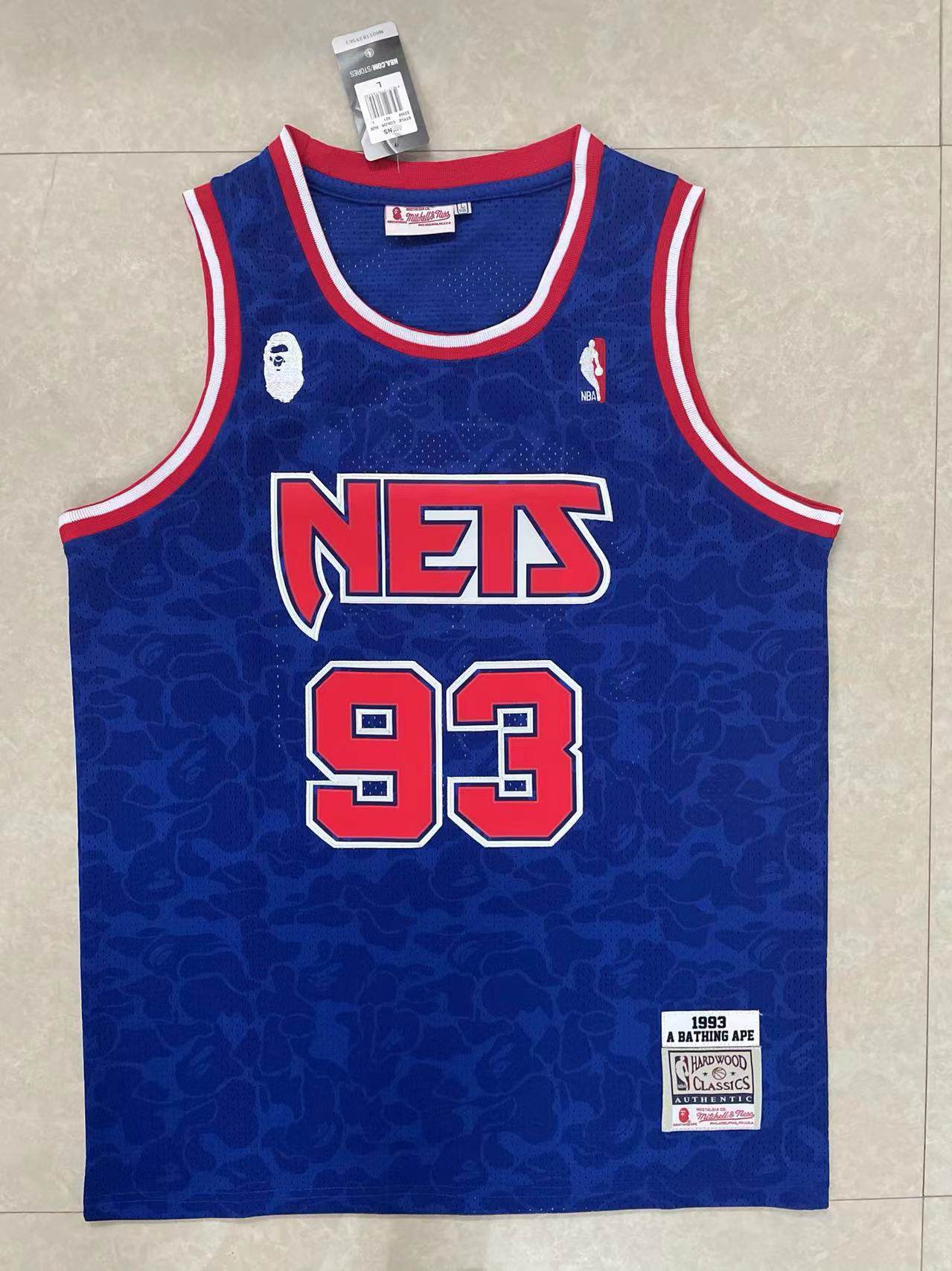 A Bathing Ape AAPE New Jersey Nets Mitchell & Ness NBA Shirt L Large Red NWT