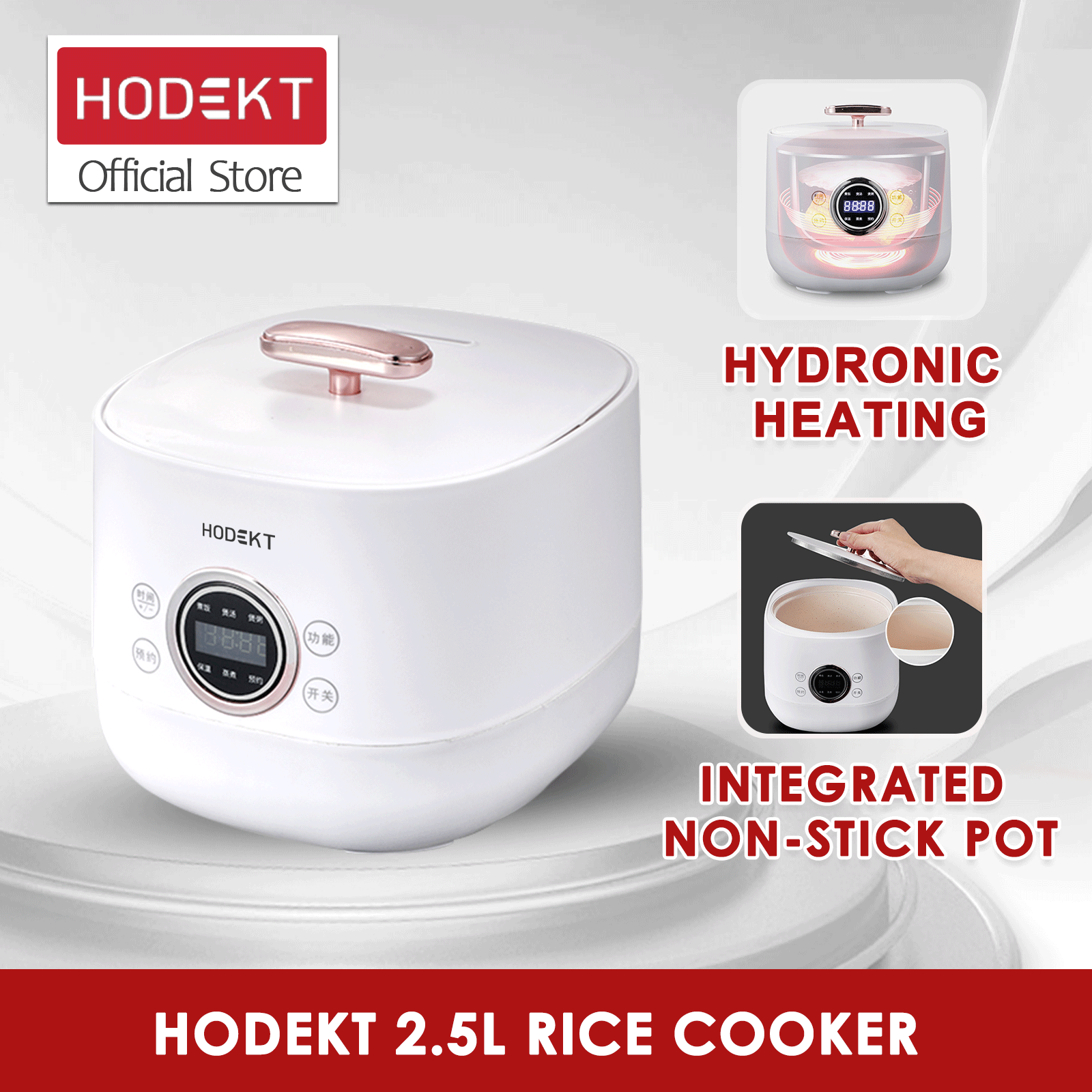 HODEKT 2L Rice Cooker 24 Hours Reservation MultiFunction Rice Cooker 2