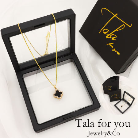 Tala Clover Double-Sided Necklace - Adjustable Black & White