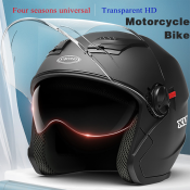 Open Face Motorcycle Helmet with Double Mirror - XunTing
