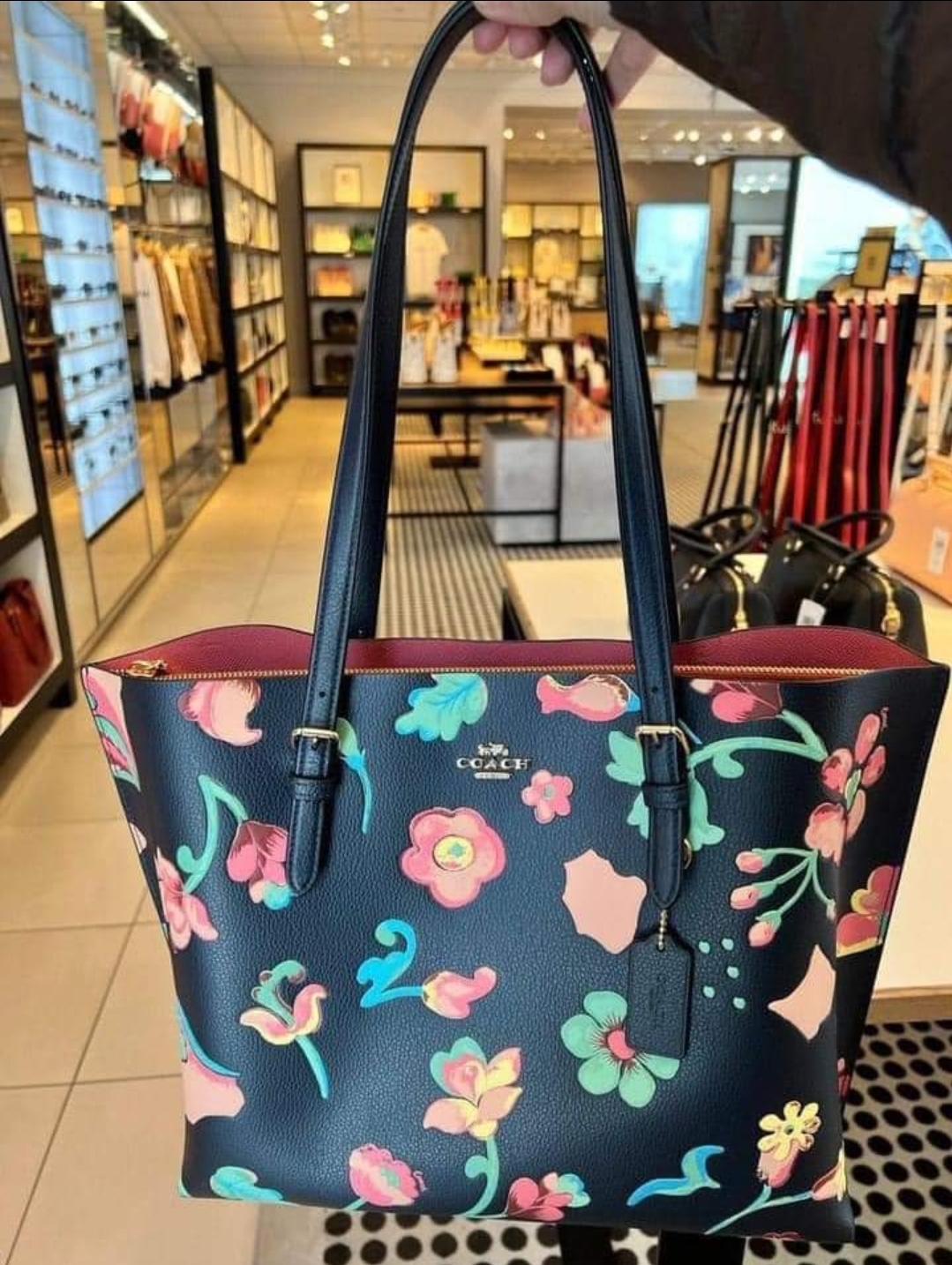 Coach black hot sale floral bag