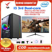 Intel Core I3 3rd Gen Gaming Desktop Computer Dual-Core 8GB / 16GB Ram 256GB / 512GB 1TB Hdd Full Set PC Computer With 19 inches Led Monitor Computer Set