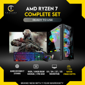 Amd Ryzen 7 5700G Cpu Desktop Package with Built-in Gpu / Prebuilt Unit For Gaming Work Online Class / Brand New Rgb Ready to Use with Monitor and Free Gift / Easy Setup