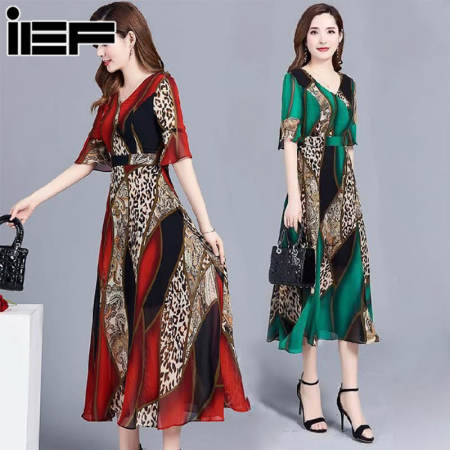 IEF Women's Retro Mid-Length Ethnic Print Dress, Size Large