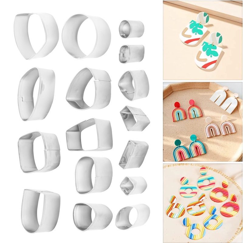 Set Of 18 Clay Cutters For Polymer Clay Jewelry With Earring Cards, Earring  Hooks For Polymer Clay