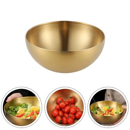 Large Capacity Stainless Steel Metal Fruit Salad Bowls Soup Rice Noodle Ramen Bowl Kitchen Tableware Utensils Food Conta