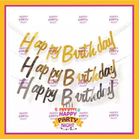 Happy Party Night Happy Birthday Gold Banner Birthday Party Decorations