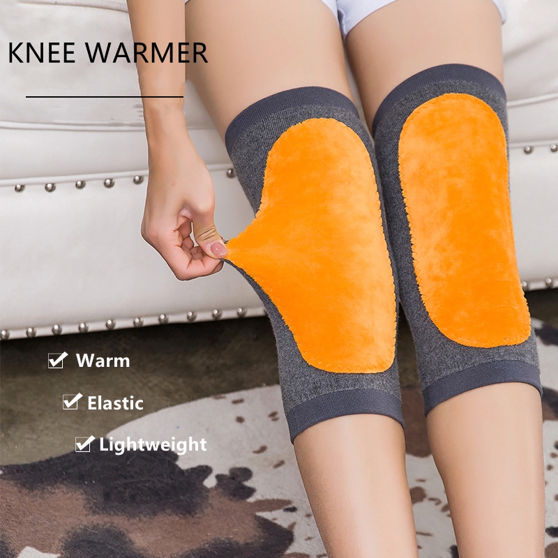 Pair Thicken Fleece Lined Knee Warmers Cashmere Knee Joint Brace