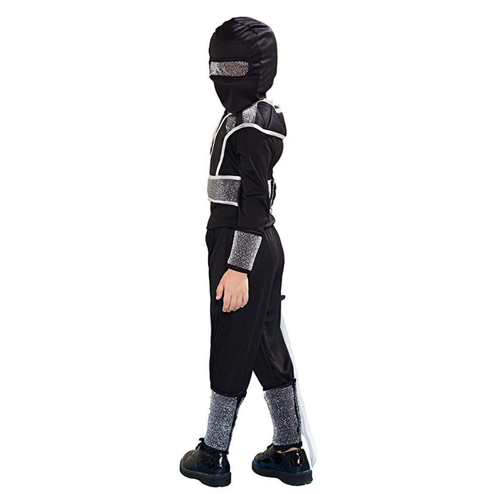 Boy S Ninja Costume Halloween Kids Black Ninja Outfit Dragon Totem Lazada