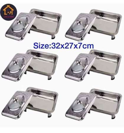 TONG'S Set of 6 Rectangular Food Warmers with Covers
