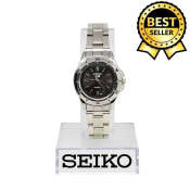 Seiko 5 Quartz Black Dial Stainless Steel Watch for Women