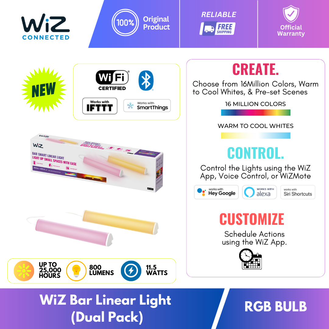 Philips WiZ Smart LED Filament Clear Bulb 6.3 Watts A60 E27 RGB